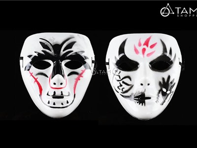 Mặt nạ Hiphop Ghost Dance Step nhựa trắng đen HLW-MN-33